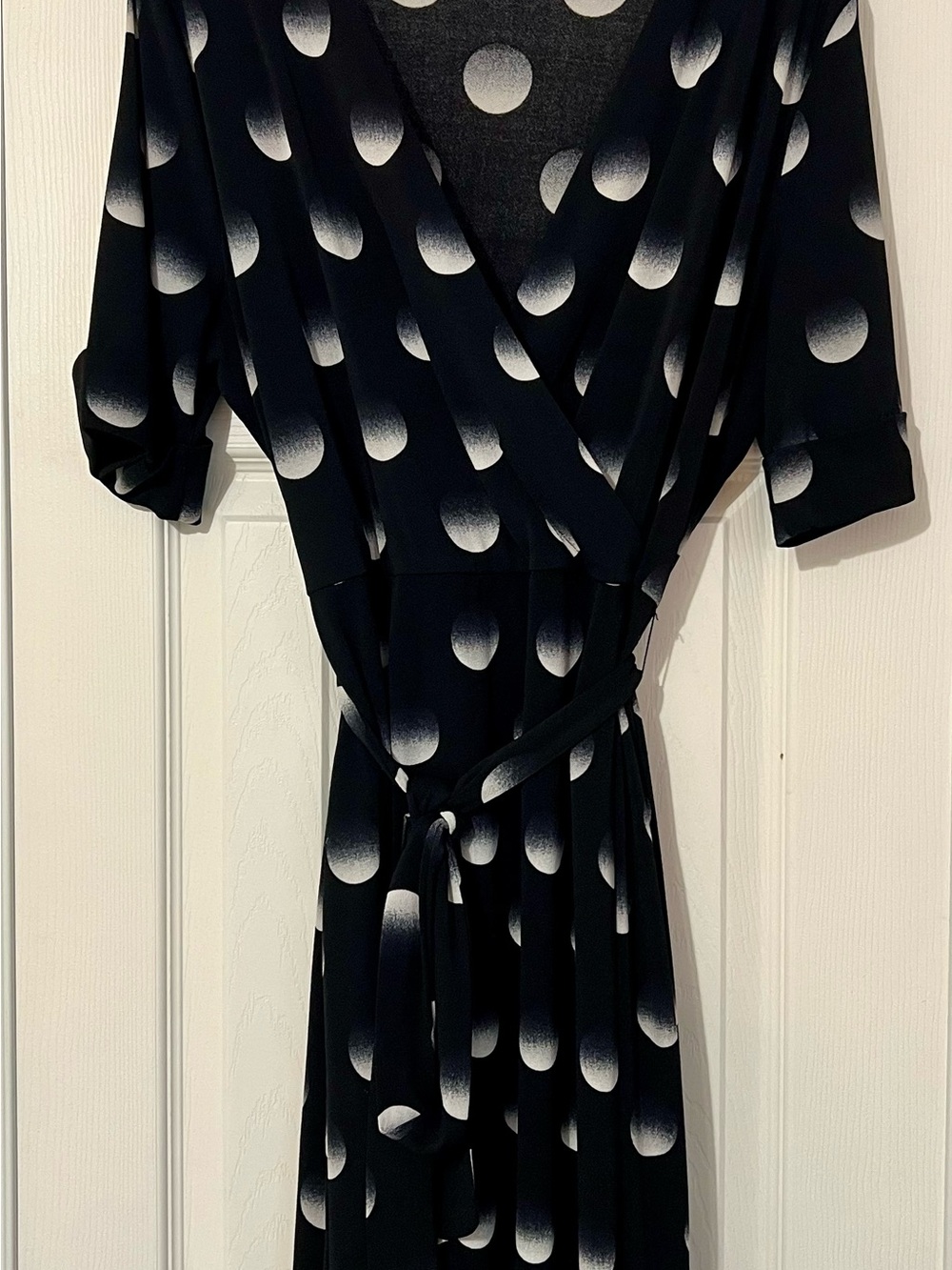 Apt 9 Black & White Polka-Dot Wrap Dress size XL